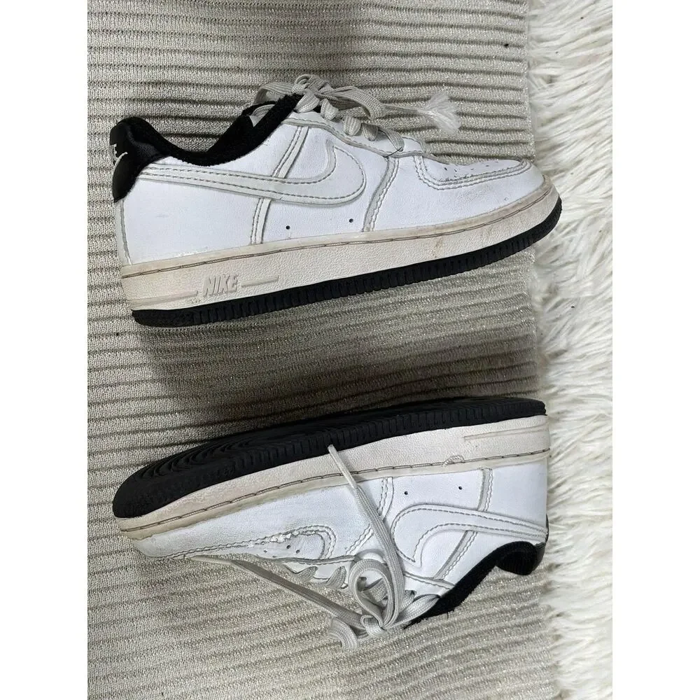 Nike Air Force 1 Shoes Sneakers Kids Size 11C White Black Low PS DV1332-100